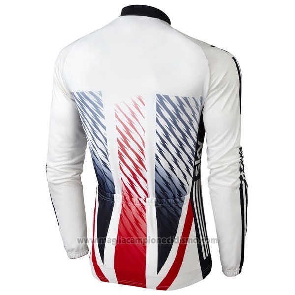 2016 Abbigliamento Ciclismo Sky Campione Regno Unito Bianco e Rosso Manica Lunga e Salopette
